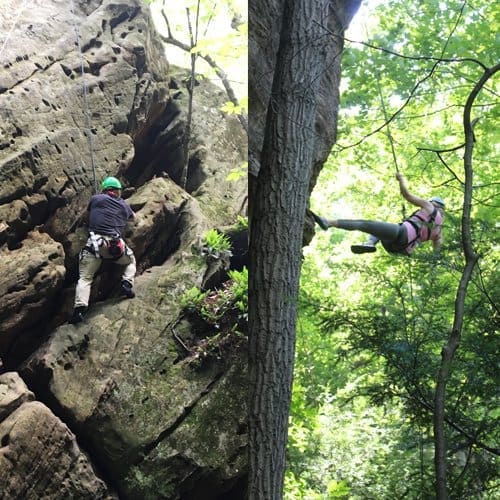 Group rock climbing at High Rock Adventures