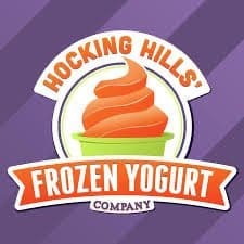 Logo of Hocking Hills Frozen Yogurt Company with orange swirl