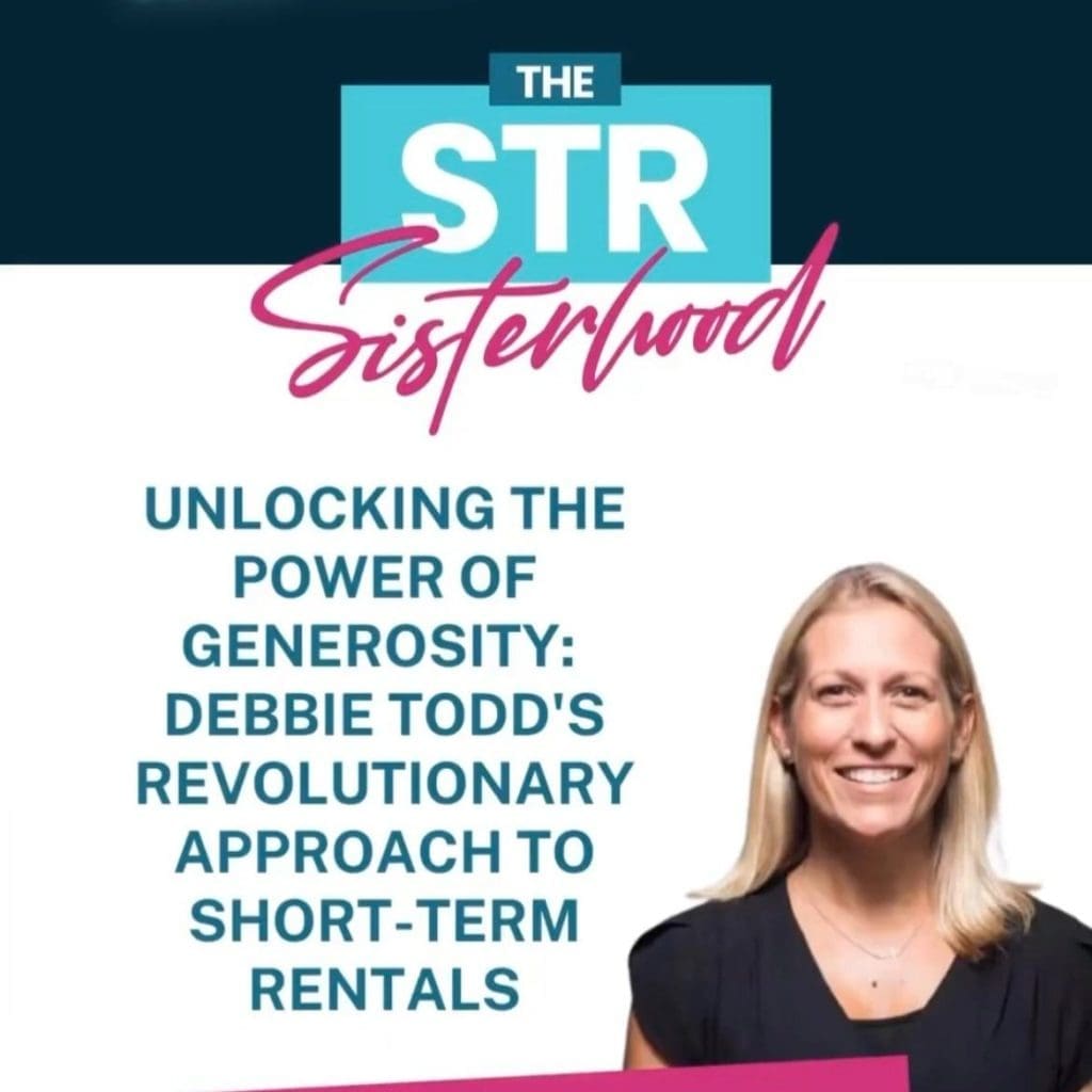 STR Sisterhood podcast graphic featuring Debbie Todd and the title “Unlocking the Power of Generosity”