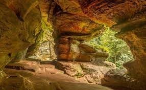 Sandstone cave interior at Rock House in Hocking Hills State Park