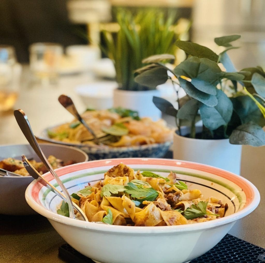 Fresh pasta dish prepared as part of Hocking Hills in-house services